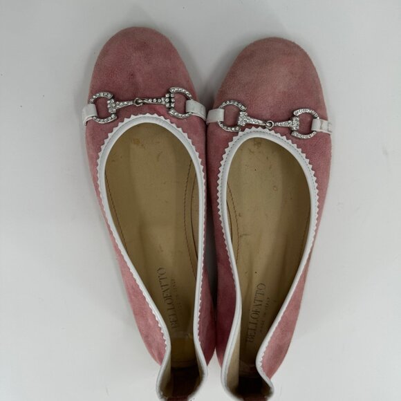 Bellofatto Pink Suede Ballet Flats Rhinestone Horse bit Details Size 10 - Picture 9 of 10